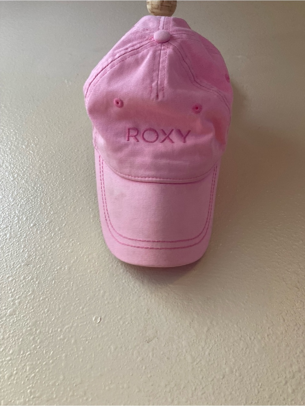 Roxy Pink Embroidered Logo Surf Baseball Cap Hat with Stitching Details